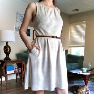 Merona Striped Dress w/ Pockets and Belt